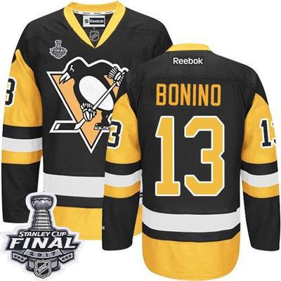 Penguins #13 Nick Bonino Black Alternate 2017 Stanley Cup Final Patch Stitched NHL Jersey