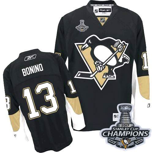 Penguins #13 Nick Bonino Black Home 2017 Stanley Cup Finals Champions Stitched NHL Jersey