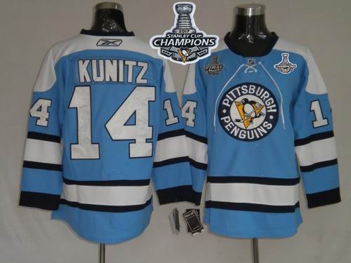 Penguins #14 Chris Kunitz Blue 2017 Stanley Cup Finals Champions Stitched NHL Jersey