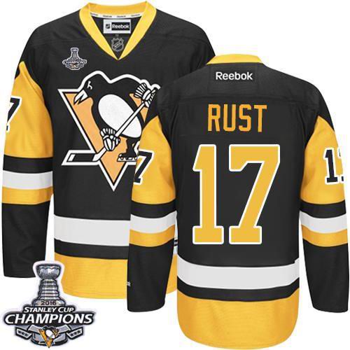 Penguins #17 Bryan Rust Black Alternate 2017 Stanley Cup Final Patch Stitched NHL Jersey