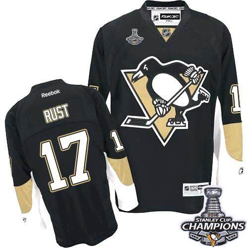 Penguins #17 Bryan Rust Black Home 2017 Stanley Cup Final Patch Stitched NHL Jersey