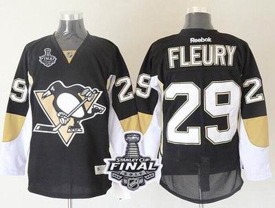 Penguins #29 Andre Fleury Black 2017 Stanley Cup Final Patch Stitched NHL Jersey