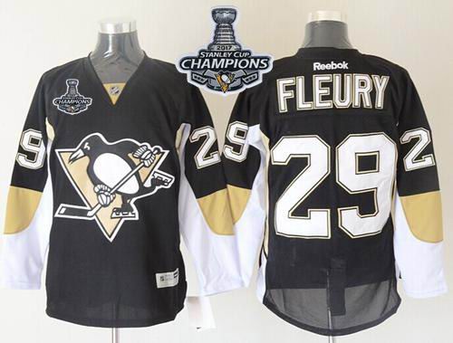 Penguins #29 Andre Fleury Black 2017 Stanley Cup Finals Champions Stitched NHL Jersey