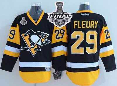 Penguins #29 Andre Fleury Black Alternate 2017 Stanley Cup Final Patch Stitched NHL Jersey