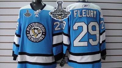 Penguins #29 Andre Fleury Blue 2017 Stanley Cup Finals Champions Stitched NHL Jersey