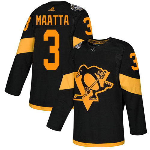 Penguins #3 Olli Maatta Black Authentic 2019 Stadium Series Stitched Hockey Jersey