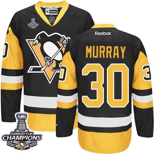 Penguins #30 Matt Murray Black Alternate 2017 Stanley Cup Final Patch Stitched NHL Jersey