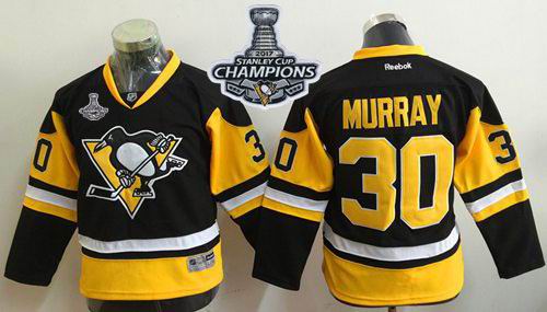 Penguins #30 Matt Murray Black Alternate 2017 Stanley Cup Finals Champions Stitched Youth NHL Jersey