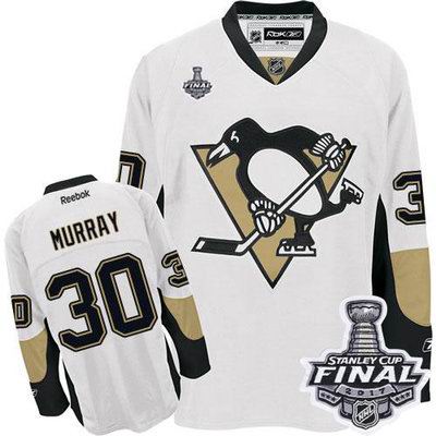 Penguins #30 Matt Murray White 2017 Stanley Cup Final Patch Stitched NHL Jersey