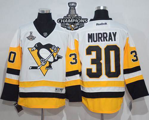 Penguins #30 Matt Murray White New Away 2017 Stanley Cup Finals Champions Stitched NHL Jersey