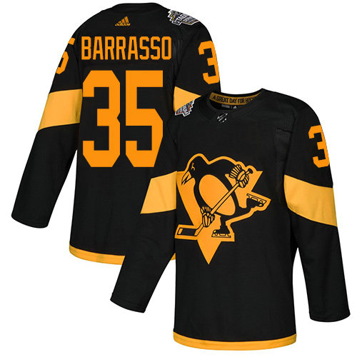 Penguins #35 Tom Barrasso Black Authentic 2019 Stadium Series Stitched Hockey Jersey