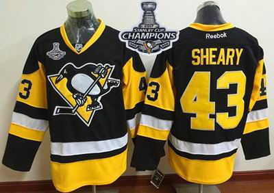 Penguins #43 Conor Sheary Black Alternate 2017 Stanley Cup Finals Champions Stitched NHL Jersey