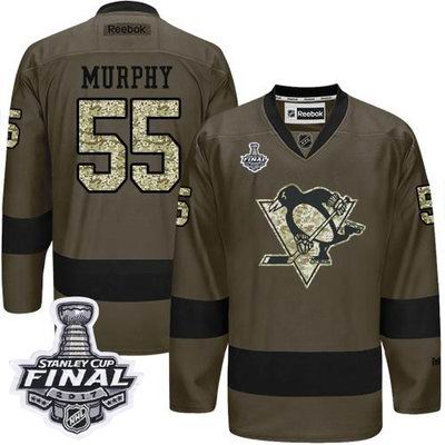 Penguins #55 Larry Murphy Green Salute to Service 2017 Stanley Cup Final Patch Stitched NHL Jersey