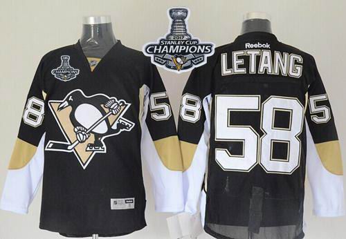 Penguins #58 Kris Letang Black 2017 Stanley Cup Finals Champions Stitched NHL Jersey