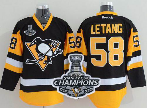 Penguins #58 Kris Letang Black Alternate 2017 Stanley Cup Finals Champions Stitched NHL Jersey