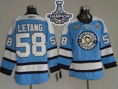 Penguins #58 Kris Letang Blue 2017 Stanley Cup Finals Champions Stitched NHL Jersey