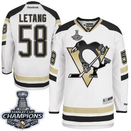 Penguins #58 Kris Letang White 2014 Stadium Series 2017 Stanley Cup Finals Champions Stitched NHL Jersey