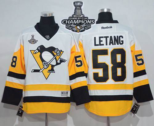 Penguins #58 Kris Letang White New Away 2017 Stanley Cup Finals Champions Stitched NHL Jersey