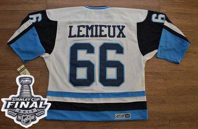 Penguins #66 Mario Lemieux White Blue CCM Throwback 2017 Stanley Cup Final Patch Stitched NHL Jersey