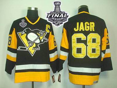 Penguins #68 Jaromir Jagr Black CCM Throwback 2017 Stanley Cup Final Patch Stitched NHL Jersey