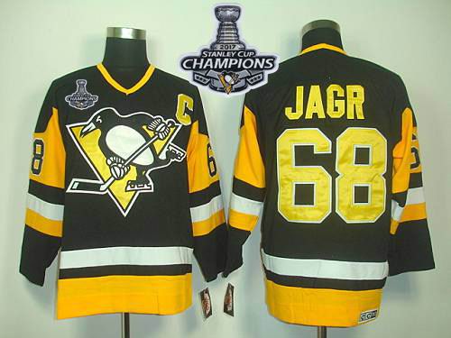 Penguins #68 Jaromir Jagr Black CCM Throwback 2017 Stanley Cup Finals Champions Stitched NHL Jersey