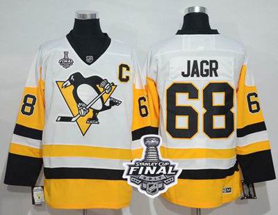 Penguins #68 Jaromir Jagr White New Away 2017 Stanley Cup Final Patch Stitched NHL Jersey