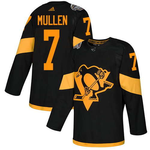 Penguins #7 Joe Mullen Black Authentic 2019 Stadium Series Stitched Hockey Jersey