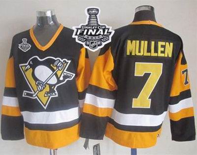 Penguins #7 Joe Mullen Black CCM Throwback 2017 Stanley Cup Final Patch Stitched NHL Jersey