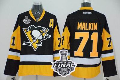 Penguins #71 Evgeni Malkin Black Alternate 2017 Stanley Cup Final Patch Stitched NHL Jersey