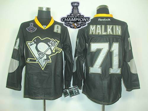 Penguins #71 Evgeni Malkin Black Ice 2017 Stanley Cup Finals Champions Stitched NHL Jersey