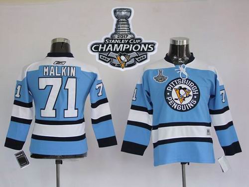 Penguins #71 Evgeni Malkin Blue 2017 Stanley Cup Finals Champions Stitched NHL Jersey