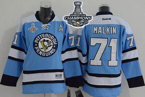Penguins #71 Evgeni Malkin Blue 2017 Stanley Cup Finals Champions Stitched Youth NHL Jersey