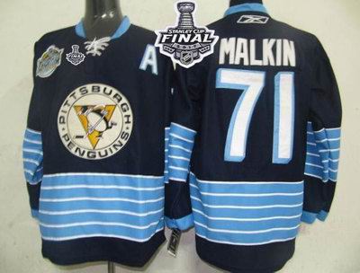 Penguins #71 Evgeni Malkin Dark BLue 2011 Winter Classic Vintage 2017 Stanley Cup Final Patch Stitched NHL Jersey
