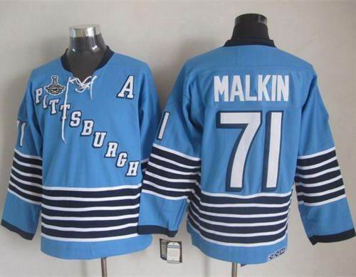 Penguins #71 Evgeni Malkin Light Blue CCM Throwback 2017 Stanley Cup Finals Champions Stitched NHL Jersey