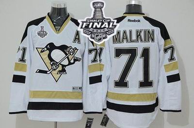 Penguins #71 Evgeni Malkin White 2014 Stadium Series 2017 Stanley Cup Final Patch Stitched NHL Jersey