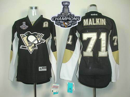 Penguins #71 Vgeni Malkin Black 2017 Stanley Cup Finals Champions Women's Home Stitched NHL Jersey