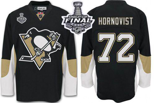 Penguins #72 Patric Hornqvist Black Home 2017 Stanley Cup Final Patch Stitched NHL Jersey
