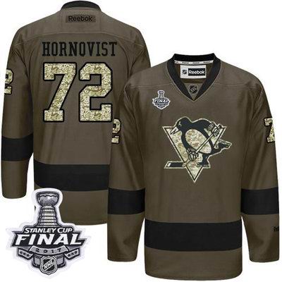 Penguins #72 Patric Hornqvist Green Salute to Service 2017 Stanley Cup Final Patch Stitched NHL Jersey