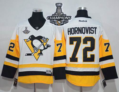 Penguins #72 Patric Hornqvist White New Away 2017 Stanley Cup Finals Champions Stitched NHL Jersey
