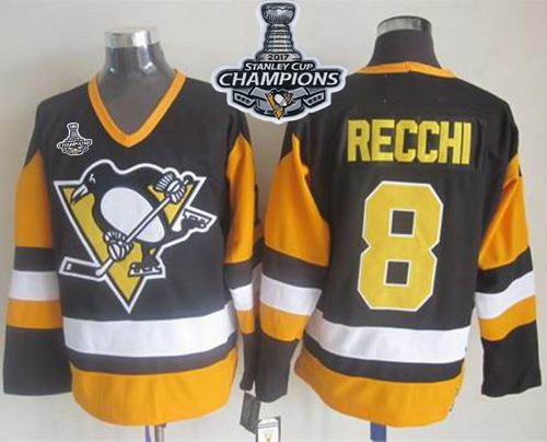 Penguins #8 Mark Recchi Black CCM Throwback 2017 Stanley Cup Finals Champions Stitched NHL Jersey