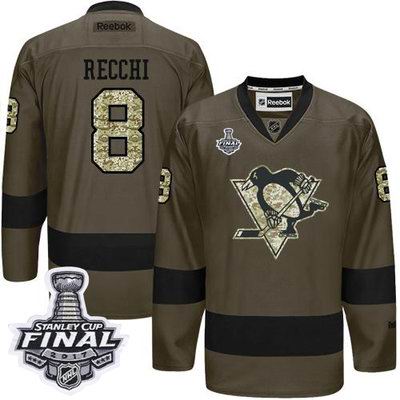 Penguins #8 Mark Recchi Green Salute to Service 2017 Stanley Cup Final Patch Stitched NHL Jersey