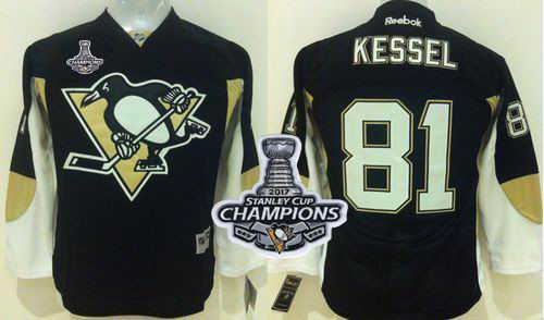 Penguins #81 Phil Kessel Black 2017 Stanley Cup Finals Champions Stitched Youth NHL Jersey