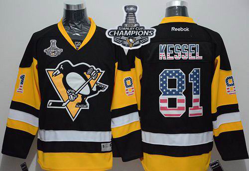 Penguins #81 Phil Kessel Black Alternate USA Flag Fashion 2017 Stanley Cup Finals Champions Stitched NHL Jersey