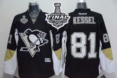 Penguins #81 Phil Kessel Black Home 2017 Stanley Cup Final Patch Stitched NHL Jersey