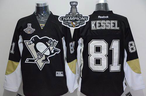Penguins #81 Phil Kessel Black Home 2017 Stanley Cup Finals Champions Stitched NHL Jersey