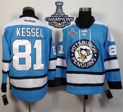 Penguins #81 Phil Kessel Light Blue Alternate 2017 Stanley Cup Finals Champions Stitched NHL Jersey