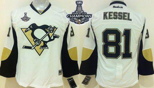 Penguins #81 Phil Kessel White 2017 Stanley Cup Finals Champions Stitched Youth NHL Jersey