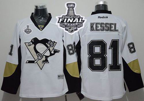 Penguins #81 Phil Kessel White Away 2017 Stanley Cup Final Patch Stitched NHL Jersey