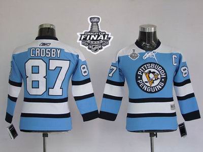 Penguins #87 Sidney Crosby Blue 2017 Stanley Cup Final Patch Stitched NHL Jersey