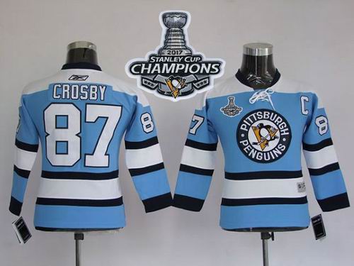 Penguins #87 Sidney Crosby Blue 2017 Stanley Cup Finals Champions Stitched NHL Jersey